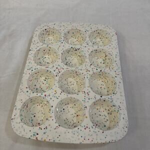 Trudeau Structure Silicone 12 Muffin Cupcake Pan 2 Pack BPA Free Confetti Design